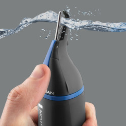 Remington Nano Series NE3850 Nose and Ear Trimmer, 2 Heads, Rotating, Rounded Tip, Black/Blue