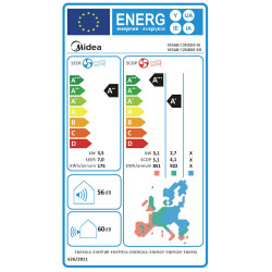 Κλιματιστικό inverter Midea Aurora MSAB-12NXD0-XI/MSAB-12N8D0-XO, 12000 BTU, A++, Έως 25 m2, Wi-Fi, Θερμοσίφωνα εξωτερικής μονάδας, Golden Fin, Wi-Fi, Λευκό