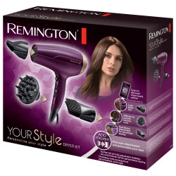 Remington D5219 Hair Dryer, 2300W, 3 heat settings, 2 speed settings, 3 attachments, Overheat protection, Purple