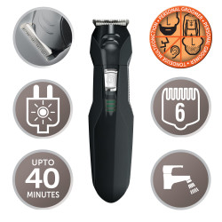 Remington PG6030 Hair Trimmer Set, Rechargeable, 4 Attachments, 2 Combs, Self-Sharpening Blades, Black
