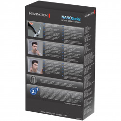 Remington NE3870 NANOSeries Lithium Detail Trimmer, 2 heads, Rounded tip, Waterproof, Black/Blue