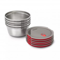 Black+Blum Meal Prep Food Container FBSS-BL-L017, 950 ml, Round, Oven-safe, BPA-free, Stainless steel, Gray/Red