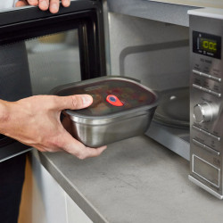 Black+Blum Meal Prep Food Container FBSS-BX-L017, 1.2 L, Rectangular, Oven-safe, BPA-free, Stainless steel, Gray/Red