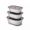 Black+Blum Meal Prep Food Container FBSS-BX-S017, 600 ml, Rectangular, Oven-safe, BPA-free, Stainless steel, Gray/Red