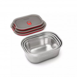 Black+Blum Meal Prep Food Container FBSS-BX-S017, 600 ml, Rectangular, Oven-safe, BPA-free, Stainless steel, Gray/Red