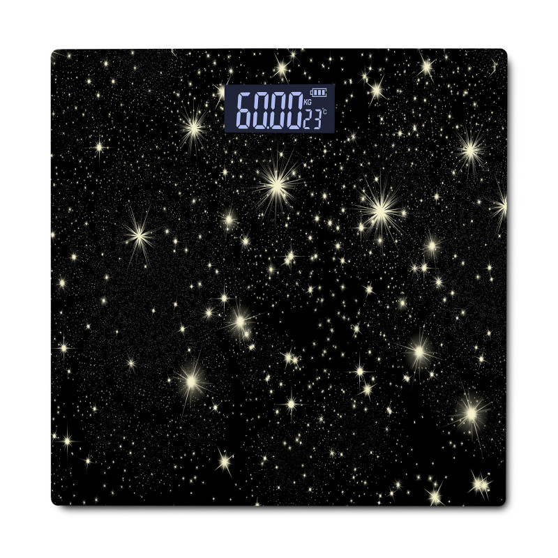 Rosberg R51650G Digital Scale, Up to 180 kg, LCD Display, 2 x AAA Batteries, Black/Stars