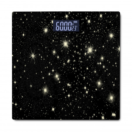 Rosberg R51650G Digital Scale, Up to 180 kg, LCD Display, 2 x AAA Batteries, Black/Stars