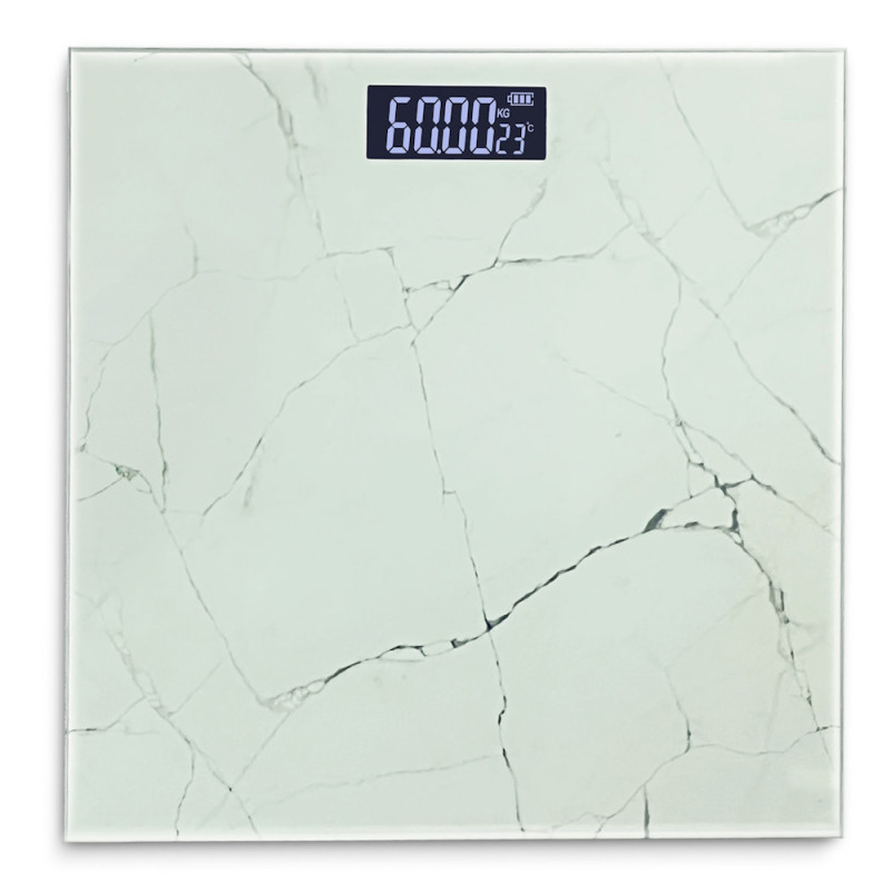 Rosberg R51650G Digital Scale, Up to 180 kg, LCD Display, 2 x AAA Batteries, White/Marble