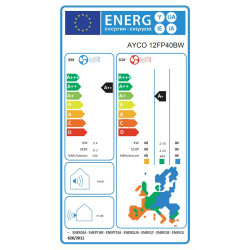 Κλιματιστικό με inverter Ayco 12FP40BW, 12000 BTU, A++/A+, Έως 25 m², Αυτοκαθαρισμός, Αυτοδιάγνωση, Αυτόματη επανεκκίνηση, Λευκό
