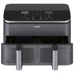 Cosori Dual Basket CAF-R901-AEU Hot Air Double Fryer, 1750 W, 8.5 L, 8 Programs, Timer, Touch Screen, Black