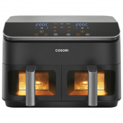 Фритюрник с горещ въздух Cosori Dual Basket CAF-R901-AEU, 1750 W, 8.5 л, 2 кошници, 8 програми, 360 градуса циркулация, Таймер, Черен