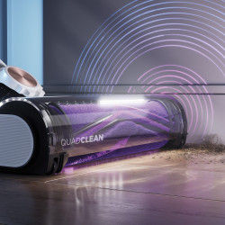 Вертикална прахосмукачка Shark IW3611EU, 240W, 0.4 л, 60 минути автономия, Разпознаване на ръбове и замърсявания, QuadClean, Антиалерген, LED, Бял