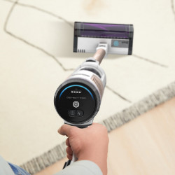 Вертикална прахосмукачка Shark IW3611EU, 240W, 0.4 л, 60 минути автономия, Разпознаване на ръбове и замърсявания, QuadClean, Антиалерген, LED, Бял