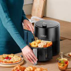 AirFryer Rosberg R51980Y, 1200 W, 2,5 l, forró levegő, időzítő, 200C-ig, fekete színben