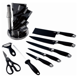 Oliver Voltz OV51633K9S 9-Piece Knife Set, Stand, Black/Silver