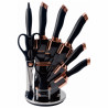 Oliver Voltz OV51633K9G 9-Piece Knife Set, Stand, Black/Rose Gold
