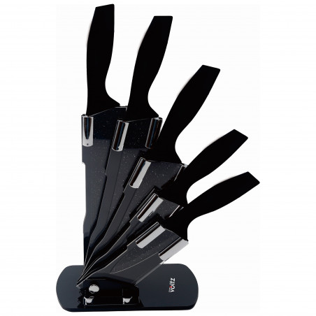 Oliver Voltz OV51633I5 Knife Set, 6 pieces, Marble finish, Stand, Black