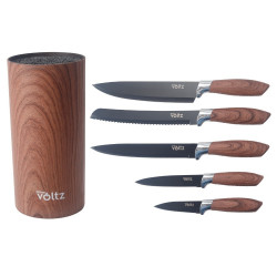 Oliver Voltz OV51633G5 Knife Set, 6 pieces, Marble finish, Stand, Brown
