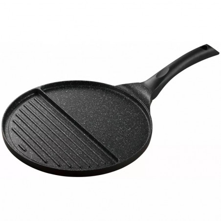Klausberg KH 1364 Double-Zone Frying Pan, 27 cm, Grill, Induction, Non-stick Marble Coating, Black