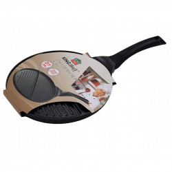 Klausberg KH 1364 Double-Zone Frying Pan, 27 cm, Grill, Induction, Non-stick Marble Coating, Black