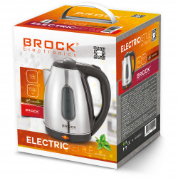 Електрическа кана Brock WK 0601 SS, 1500W, 1.8 л, Неръждаема стомана, Тройна защита, Инокс