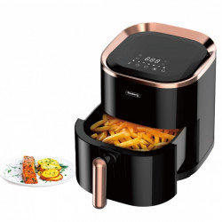 Фритюрник с горещ въздух AirFryer Rosberg R51980Z, 1200W, 3.5 л, 7 програми, Таймер, Черен/златист