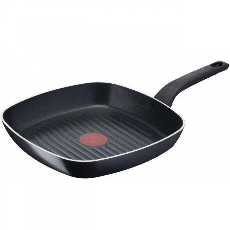 Tigaie grill Tefal B5674053, 26 cm, Acoperire titan, Fund DIFUSSION, Thermo-Signal, Thermo-Spot, Negru