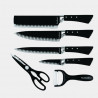 HausRoland HR010-1 Knife Set, 6 pieces, Peeler and Scissors, Black