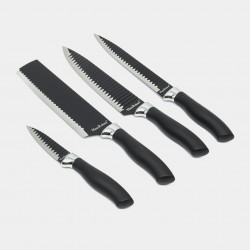 HausRoland HR010-1 Knife Set, 6 pieces, Peeler and Scissors, Black