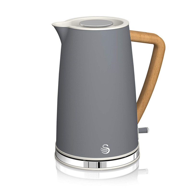 Swan SK14610GRYN Electric Kettle, 3000W, 1.7L, Stainless Steel, Washable Filter, Gray
