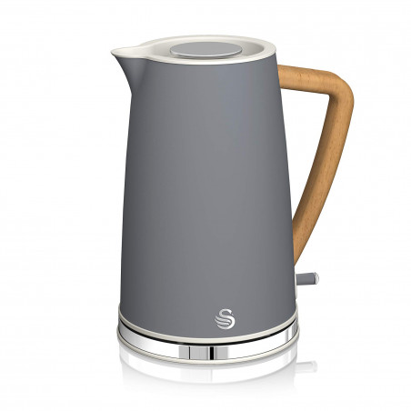 Swan SK14610GRYN Electric Kettle, 3000W, 1.7L, Stainless Steel, Washable Filter, Gray