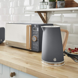 Swan SK14610GRYN Electric Kettle, 3000W, 1.7L, Stainless Steel, Washable Filter, Gray