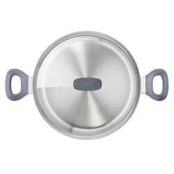 Tefal G7124645 DAILY COOK Saucepan, 24 cm, 4.5 L, Thermo-Spot, Induction-compatible, PFOA-free, Stainless Steel