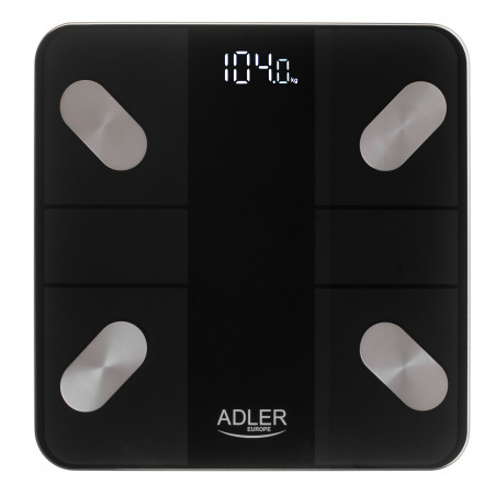 Adler AD 8186 Scale, SMART Tuya, Up to 180 kg, LED Display, 3 x AAA Batteries, Black