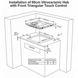 Plita vitroceramica incorporabila Sharp KH-6V08FT00, 5900W, 4 zone, 9 trepte, Timer, Electrica, Negru