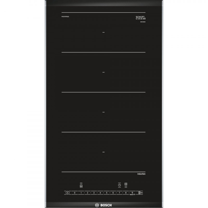 Bosch PXX375FB1E Built-In Ceramic Cooktop, 3700W, 2 zones, 17 settings, ComfortProfile, QuickStart, Induction, Black