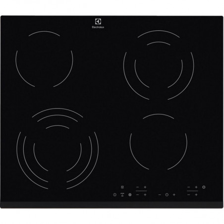 Electrolux EHF6343FOK Built-In Ceramic Cooktop, 6400W, 4 Zones, 9 Settings, Stop & Go, Timer, Black
