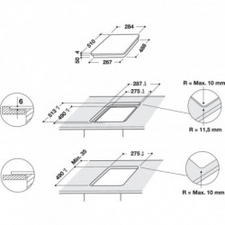 Plita vitroceramica cu inductie incorporabila Whirlpool WS Q0530 NE, 3700W, 2 zone, 9 trepte, Timer, Indicator de caldura reziduala, Negru