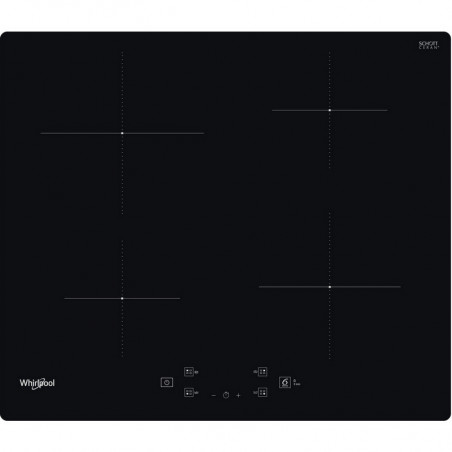 Plita vitroceramica cu inductie incorporabila Whirlpool WS Q2160 NE, 7200W, 4 zone 6th Sense, 9 trepte, Timer, Negru