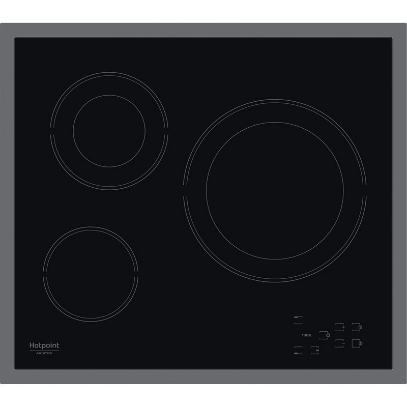 Hotpoint-Ariston HR 603X/1 Built-In Ceramic Cooktop, 4500W, 4 Zones, 9 Settings, Timer, Black