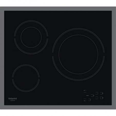 Hotpoint-Ariston HR 603X/1 Built-In Ceramic Cooktop, 4500W, 4 Zones, 9 Settings, Timer, Black