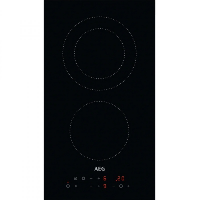 AEG HRB32310CB Built-in Ceramic Cooktop, 2900W, 2 zones, 9 power levels, OptiHeat, Timer, Black