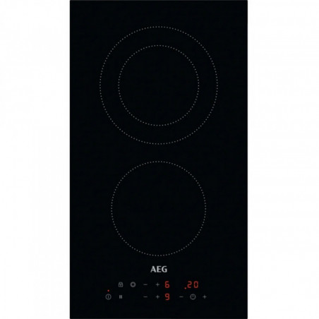 AEG HRB32310CB Built-in Ceramic Cooktop, 2900W, 2 zones, 9 power levels, OptiHeat, Timer, Black
