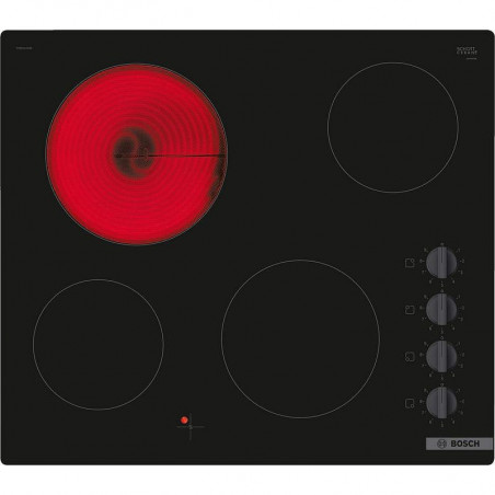 Bosch PKE611CA3E Built-In Ceramic Cooktop, 6600W, 4 Zones, 9 Settings, Residual Heat Indicator, Electric, Black