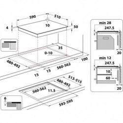 Вграден керамичен плот Whirlpool WL B4060 CPNE, 7200W, 4 зони, 6-Th Sense, FlexiCook, Индукционен