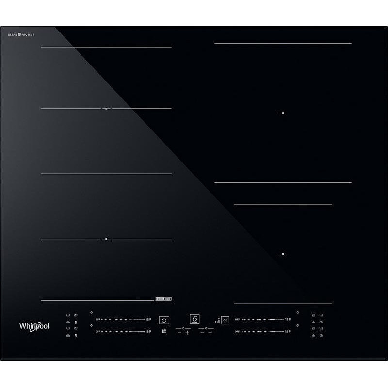 Plita vitroceramica cu inductie incorporabila Whirlpool WF S5060 CPBF, 7200W, 4 zone, 18 trepte, Chef Control, FlexiCook, Negru