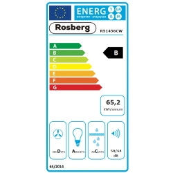 Абсорбатор Rosberg R51456CW, 140W, 1 мотор, Декоративен, 60 см, 650 m3/h, Aлyминиeви филтpи, Бял