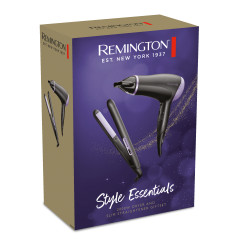 Remington D3016GP Hair Straightener and Hair Dryer Set, Ceramic Coating, Black/Purple
