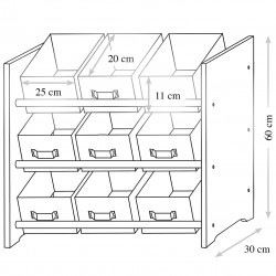 Шкаф за съхранение Kesper 1770613, За детска стая, 9 кутии от плат, 3 нива, Илюстрация, Сив