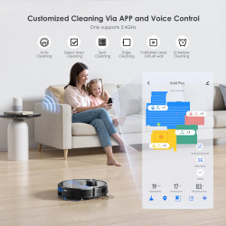Lubluelu SL60 Plus Robot Vacuum with Docking Station, 42W, Mop, LiDAR, 120-Minute Run Time, 2600 mAh, Black